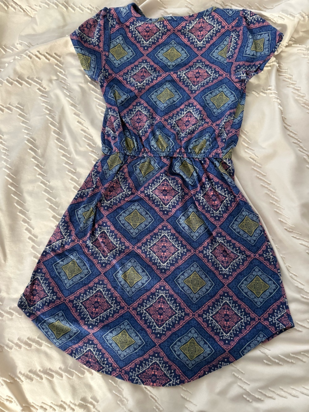 LuLaRoe Navy Blue and Pink Geometric Diamond Print One-Piece - Picture 5 of 5